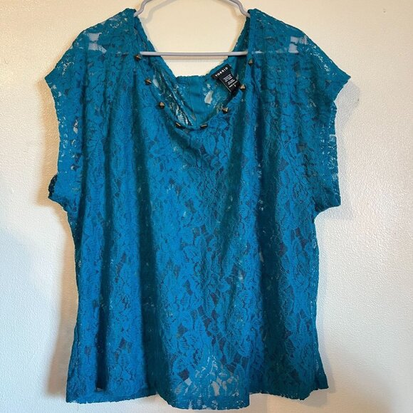 Torrid blouse womens teal color, all lace, size 2(SALE) - Picture 1 of 11